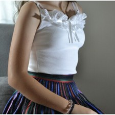 TOP CON MERLETTO Tg. XS/S Bianco