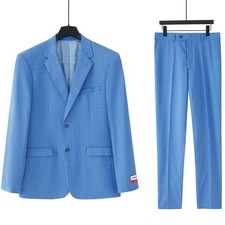 Men's blue plaid Glen 2-piece