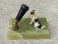 porte crayon bronze de vienne FOX TERRIER  chien dog Polychrome pencil holder