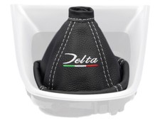PER LANCIA DELTA III 2008-2014 PELLE CUFFIA LEVA CAMBIO RICAMO BIANCO Italia