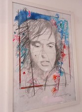 QUADRO GIGANTE 100X70 ORIGINALE ENRICO MANERA 1989 OMAGGIO A MARIO SCHIFANO