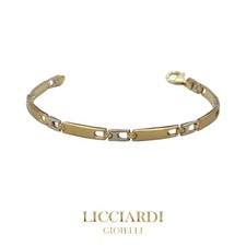 Bracciale uomo piastre semi rigide oro bicolore 18kt