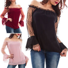 Blusa donna maglia tunica spalle nude inserti pizzo top gitana nuovo JL-3299
