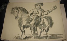 Beppe Serafini  Litografia originale. Personaggio a cavallo. Es. 33/300. Bolaffi