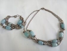 Set bracciale collana acquamarina Makuti argento sterling, set grosso