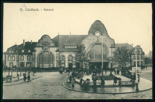 Cartolina stazione gladbach - stazione,