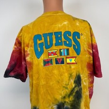 T-shirt double face Guess Originals bandiere tinta unita ricamata taglia L