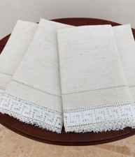 Canovacci Misto Canapa Tessitura Telaio Artigianale Ricami a Mano Colore Sabbia