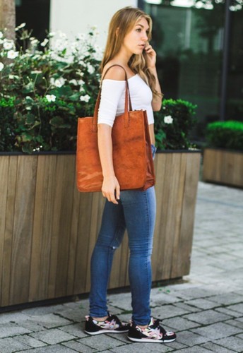 Borsa mano pelle marrone - mano,