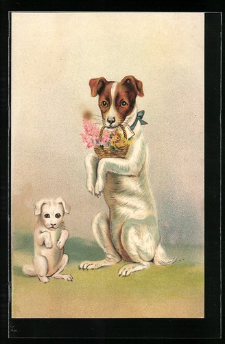 Litografia rilievo due cani - rilievo,