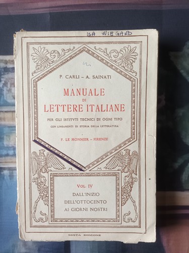 Manuale lettere italiane iv - italiane,