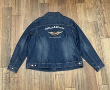 Harley Davidson Giacca Denim Donna 3W Blu Scuro Elasticizzata Logo Ricamato