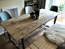 Tavolo da pranzo, Impalcatura Recuperata, Rustico, Industriale, Tubo d'Acciaio Gambe Tubo