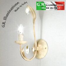 APPLIQUE IN FERRO BATTUTO 1 LUCE AVORIO ORO LAMPADA DA PARETE SHABBY BAGNO Cloe