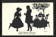 Cartolina artistica ov. Alt-Stutterheim: due amanti che stanno per ballare 1919 