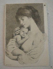 80'S - IMMAGINE STAMPATA GRANDEZZA CARTOLINA - DONNA CON BAMBINO - S. NARDINI