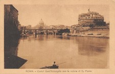 8653) ROMA CASTEL SANT'ANGELO CON LA VEDUTA DI SAN PIETRO. PESCATORE. ANIMATA.