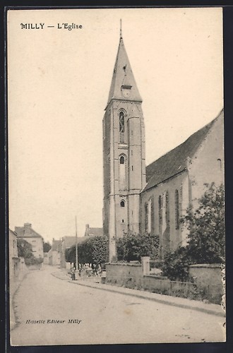 Cpa milly église - milly,,