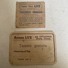 biglietto tessera antico cinema Arena Lux Cesena Porta Trova anni 40