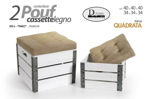 Set pouf cassette legno - 2,