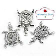 3 Ciondoli Tartaruga 5.7cm x 3.9cm color Argento  per creazioni