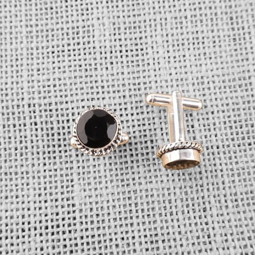 Gemelli argento 925 onice - gemelli,