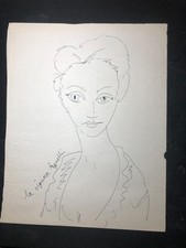 Disegno inchiostro/inchiostro, intitolato Signora Agnelli (1955) Possibile Van Dongen