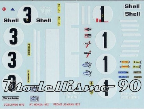Decal sheet ferrari 312 - decal, 1/43