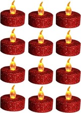 wisdom line Candele LED Scaldapiatti Scintillanti Rosso Glitter 8 Pezzi con