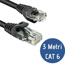 CAVO ETHERNET DI RETE LAN INTERNET CAT6 3 M METRI UTP MODEM ROUTER FILO PROLUNGA