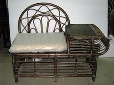  PANCA IN LEGNO CON CUSCINO E VASSOIO LATERALE PER INGRESSO NATURALE O NOCE