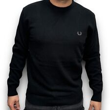 Maglione FRED PERRY Girocollo Classico Nero Abbigliamento Uomo maglia 100% Lana