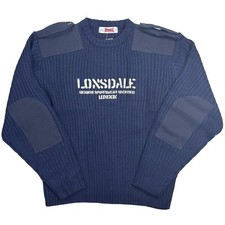 Lonsdale Maglione Uomo Maglia Navy Spalline Effetto Militare 5127