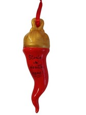 Corno Portafortuna in Ceramica da Appendere cm. 18 circa con Frasi Fatto a Mano