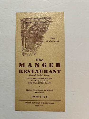 Menu vintage 1949 the - menu, manager