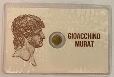 Tessera commemorativa con micro moneta placata oro GIOACCHINO MURAT vintage