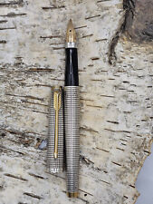 Penna stilografica vintage Parker 75 argento sterling Cisele con penna 18 carati in F