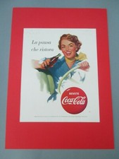 PUBBLICITA COCA COLA VINTAGE STAMPA ORIGINALE 1955 PASSEPARTOUT ROSSO A3 OTTIMO