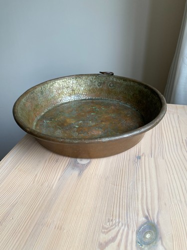 Large antique solid copper pan - large,