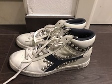 sneakers diadora Vintage Nr 37 Bianche E Blu Customizzate Usate 2 Volte