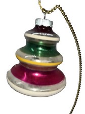 Ornamento albero in vetro soffiato natalizio vintage molto antico livello multicolore