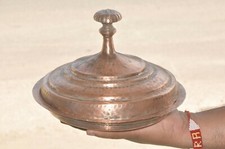 Vecchio Rame Fatto a Mano Intarsio Inciso Unico Piattino Ciotola