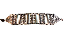 Bracciale Indiano in Argento Fascia larga a maglie Decorazione Floreale