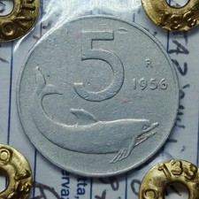 5 Lire 1956 Delfino RARO