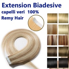 5 Fasce Tape in EXTENSION BIADESIVE Invisibile REMY HAIR capelli VERI 100% 53cm