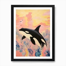 Rainbow Waves Orca Crayon
