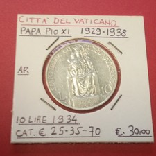 Vaticano Moneta 10 Lire 1934 Papa Pio XI Argento