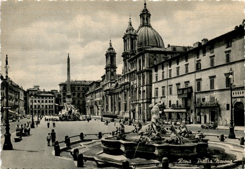 Cartolina roma piazza navona - cartolina, roma,