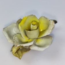 CAPODIMONTE CERAMICA DIPINTA soprammobile FIORE ROSA porcellana vintage Retrò