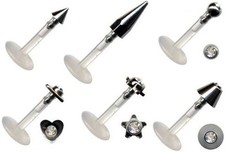 PIERCING LABRET SPINA BIOPLAST ATTACCO INSERIBILE LABBRO ORECCHIO ELICA TRAGUS LOBE